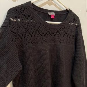 Fashionable Black Sweater With Special Design Around the Neck